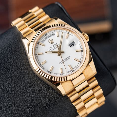 gold rolex day date white face|Rolex Day-Date 36mm gold.